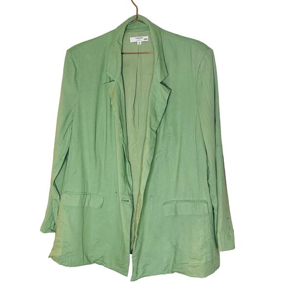 THAKOON COLLECTIVE Green Oversized Linen Blazer Size 12 - Picture 3 of 14